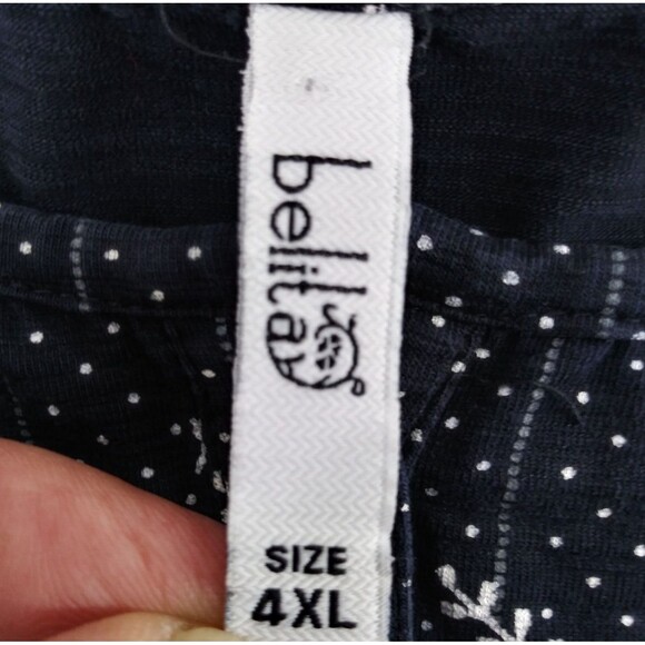 Belita Shirt Womens 4XL Navy Floral 3/4 Sleeve Henley Blouse - Picture 5 of 7